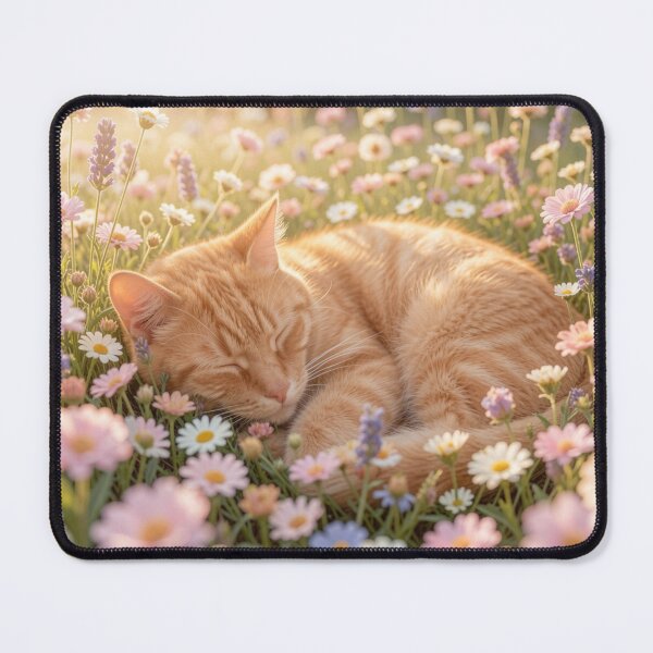 Item preview, Sleeping Ginger Cat | Floral Cottagecore Art designed and sold by Sibling Ink.