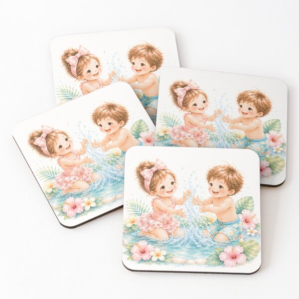 Item preview, Cute Summer Splash Friends | Kawaii Kids Water Play Illustration designed and sold by looplandger.