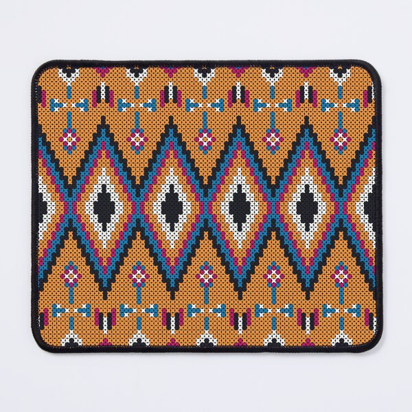 Item preview, Native ethnic cross-stitch pattern in orange, pink and black tones. designed and sold by Nengsang.