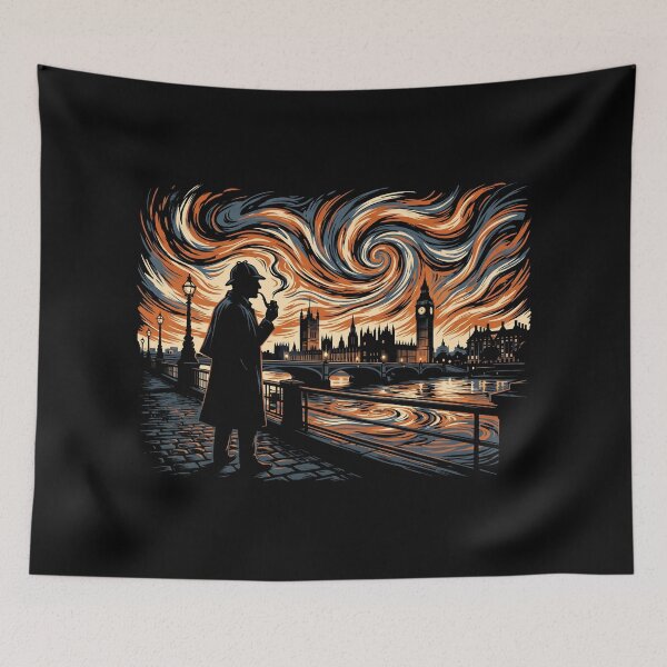 Item preview, Starry Night Sherlock Holmes Big Ben London Painting Art designed and sold by Fenay Designs.