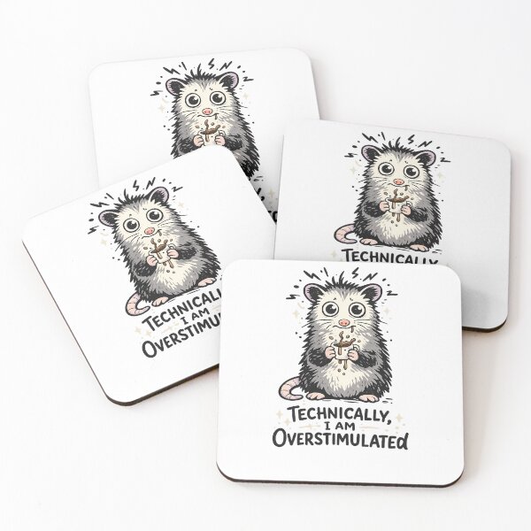 Item preview, Technically I Am Overstimulated — Funny Opossum Coffee Anxiety Art designed and sold by AbderraimArt.