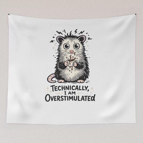 Item preview, Technically I Am Overstimulated — Funny Opossum Coffee Anxiety Art designed and sold by AbderraimArt.