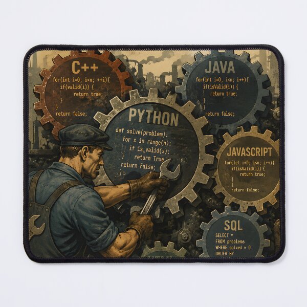 Item preview, Mechanic Repairing Giant Gears Made from Programming Languages and Code Snippets – Retro Industrial Poster Design designed and sold by PenchalaPrabhas.