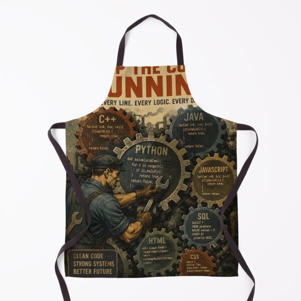Item preview, Mechanic Repairing Giant Gears Made from Programming Languages and Code Snippets – Retro Industrial Poster Design designed and sold by PenchalaPrabhas.