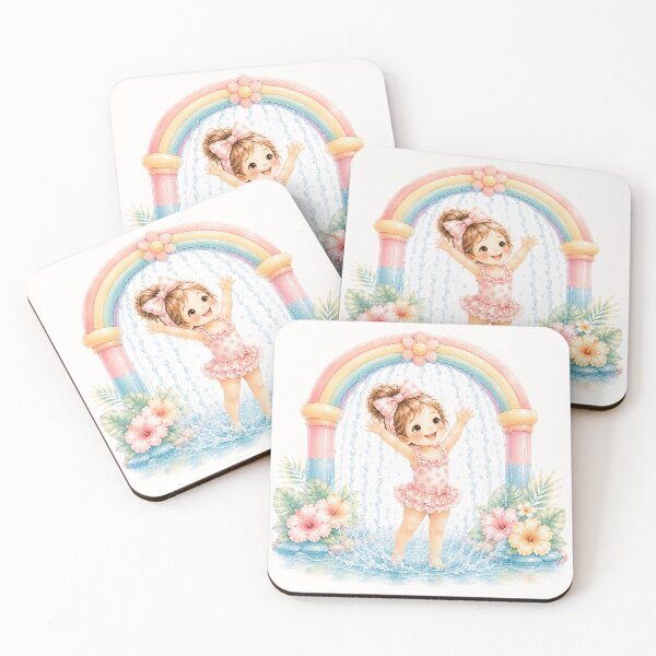 Item preview, Cute Rainbow Water Splash Girl | Kawaii Summer Water Park Illustration designed and sold by looplandger.