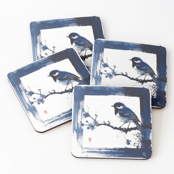 Item preview, Sparrow and Plum Blossom Japanese Ink Art designed and sold by MikenosukeStudio.