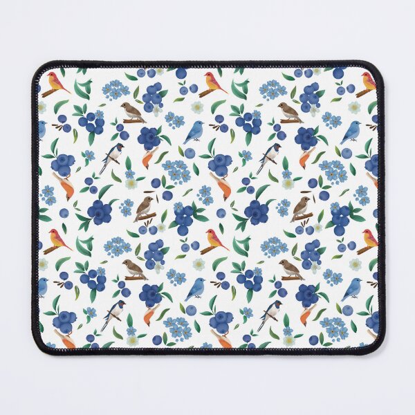 Item preview, Watercolor Songbirds and Blueberries Seamless Botanical Pattern designed and sold by StoriesInGrain.