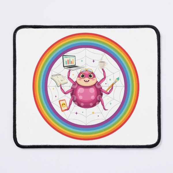 Item preview, Very Busy Spider Rainbow Cartoon Funny Multitasking Design designed and sold by RBToper.