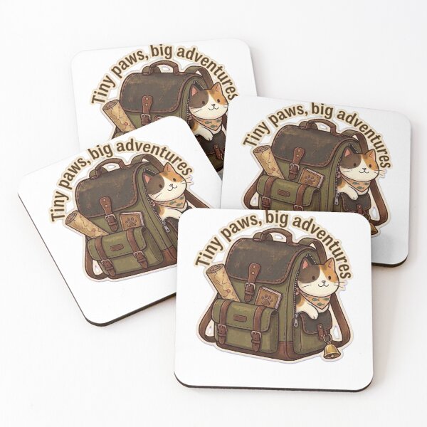 Item preview, Tiny Paws, Big adventures / Cute Hiking Cat Backpack designed and sold by PatsiRose.