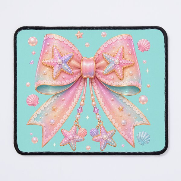 Item preview, Kawaii Starfish Bow Cute Mermaid Coquette designed and sold by Pampam-stickers.