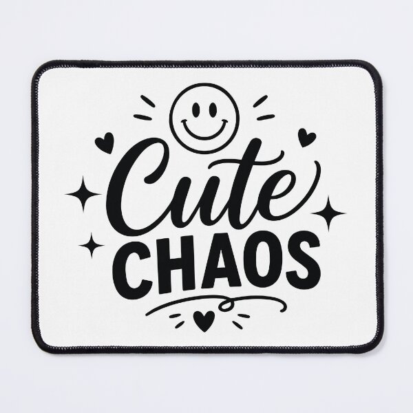 Item preview, Cute Chaos Smiley Face Hand Lettering Black and White Doodle Design designed and sold by PnrArtDesign.