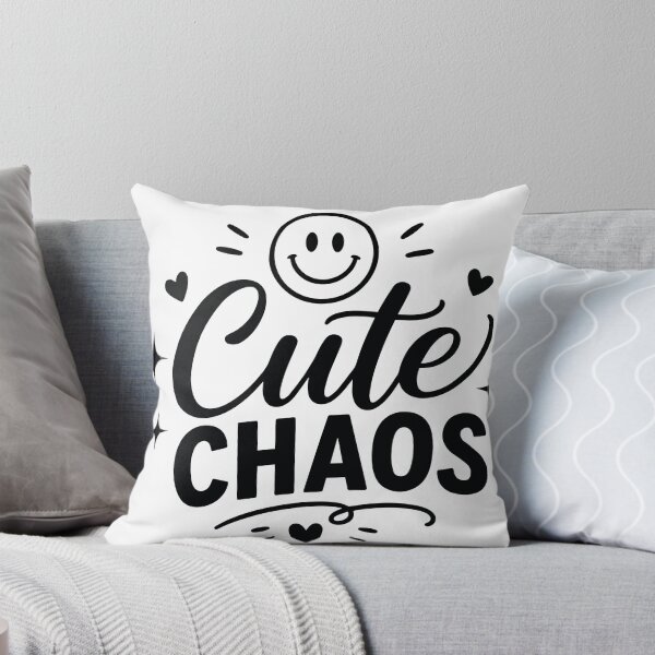 Item preview, Cute Chaos Smiley Face Hand Lettering Black and White Doodle Design designed and sold by PnrArtDesign.