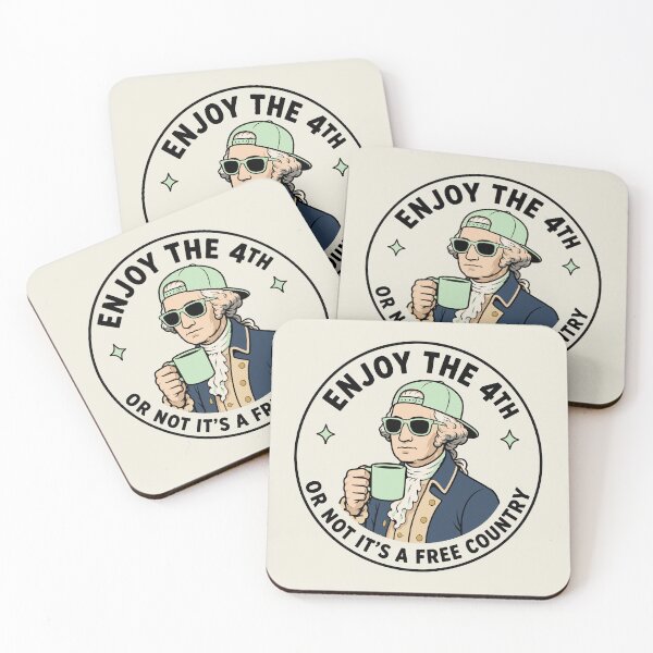 Item preview, George Washington with Mint Green Sunglasses and Coffee Design | Funny 4th of July designed and sold by American Spirit.