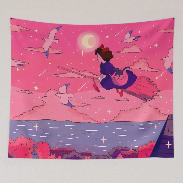 Item preview,  Cute kawaii girl [[kiki's]]  -%[ghiblis]%- flying aways aesthetic designed and sold by ITsyxuanart.