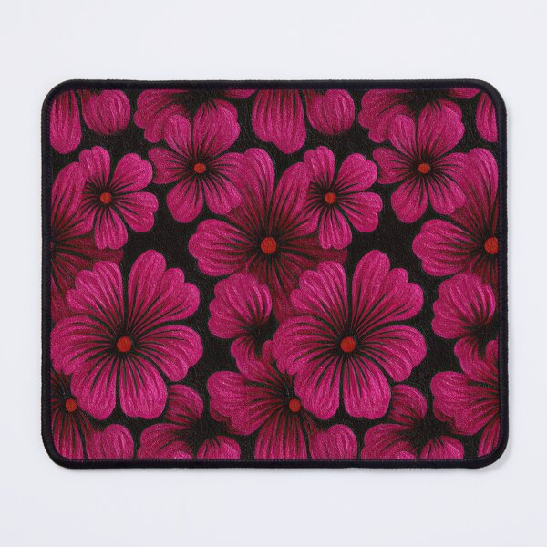Item preview, Bold Magenta Embroidered Floral Pattern On Black designed and sold by igraphixart.