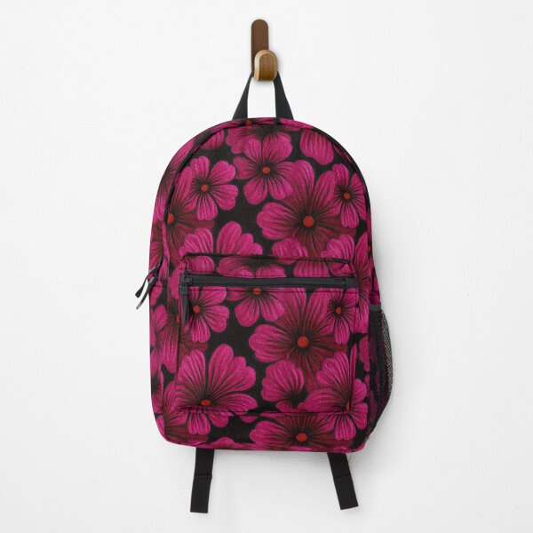 Item preview, Bold Magenta Embroidered Floral Pattern On Black designed and sold by igraphixart.