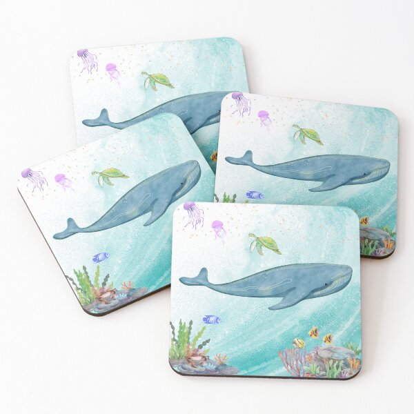 Item preview, Watercolor Ocean Life: Blue Whale and Sea Friends designed and sold by Violet-Forge.