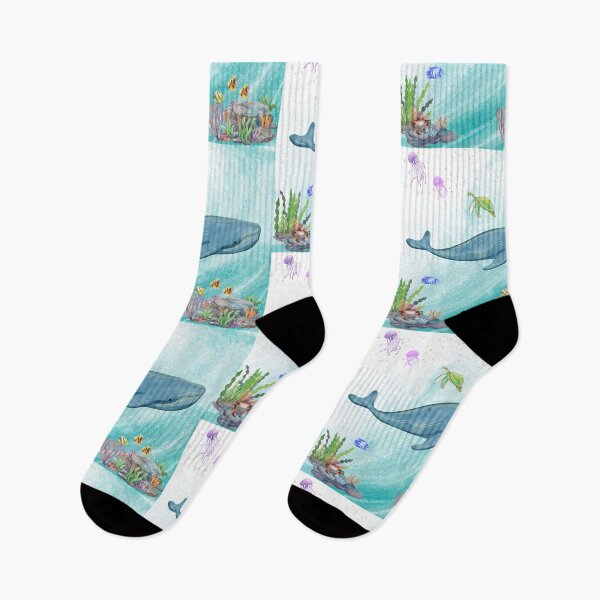 Item preview, Watercolor Ocean Life: Blue Whale and Sea Friends designed and sold by Violet-Forge.