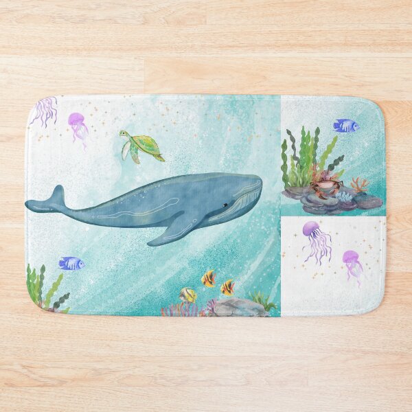 Item preview, Watercolor Ocean Life: Blue Whale and Sea Friends designed and sold by Violet-Forge.