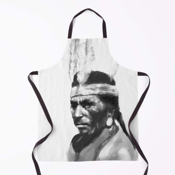 Item preview, Guerrero nativo americano en blanco y negro designed and sold by BuckaBaby.