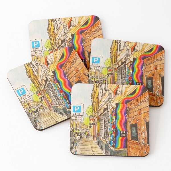 Item preview, Louisenstrasse Dresden Neustadt – Urban Sketch with Rainbow Entrance designed and sold by UMA Urban Sketch.