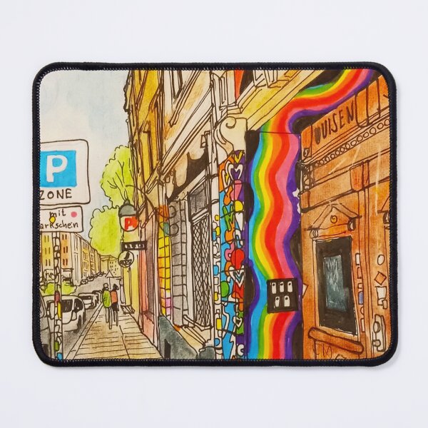 Item preview, Louisenstrasse Dresden Neustadt – Urban Sketch with Rainbow Entrance designed and sold by UMA Urban Sketch.