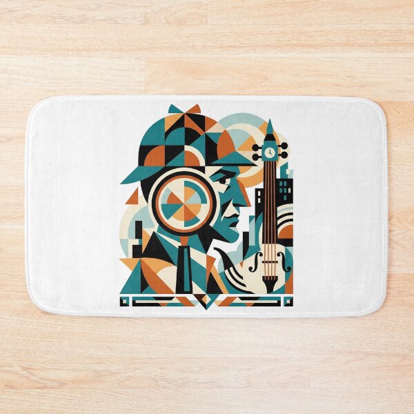 Item preview, Cubist Geometric Profile Portrait Sherlock Holmes Violin Art designed and sold by Fenay Designs.