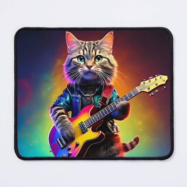 Item preview, Cool Rocker Tabby Cat Playing Electric Guitar designed and sold by ToxicInkArt.