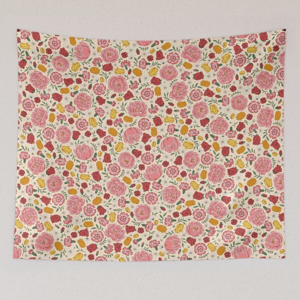 Item preview, Romantic Cottage Garden Floral – Peonies, Roses & Spring Blooms (cream) designed and sold by vaner-vaner.