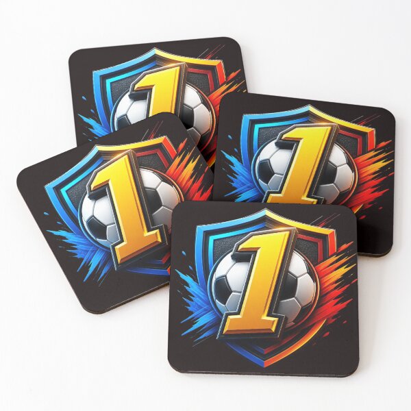 Item preview, Number 1 Soccer Champion Crest Neon Splash designed and sold by AgnesB77.