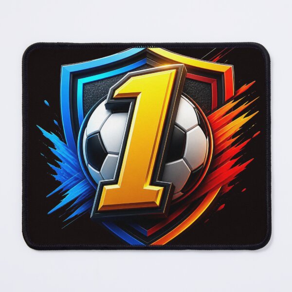 Item preview, Number 1 Soccer Champion Crest Neon Splash designed and sold by AgnesB77.