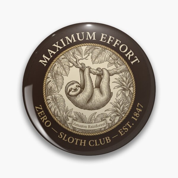 Item preview, Maximum Effort Zero Sloth Club Vintage Badge designed and sold by CalmCapy Co.