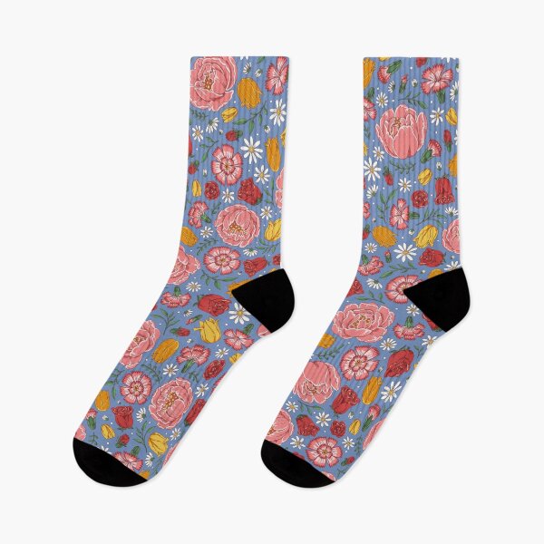 Item preview, Romantic Cottage Garden Floral – Peonies, Roses & Spring Blooms (Wedgwood blue) designed and sold by vaner-vaner.