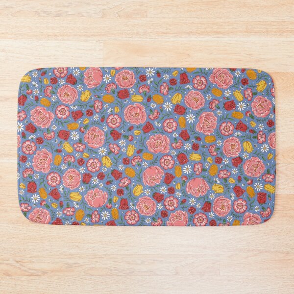 Item preview, Romantic Cottage Garden Floral – Peonies, Roses & Spring Blooms (Wedgwood blue) designed and sold by vaner-vaner.