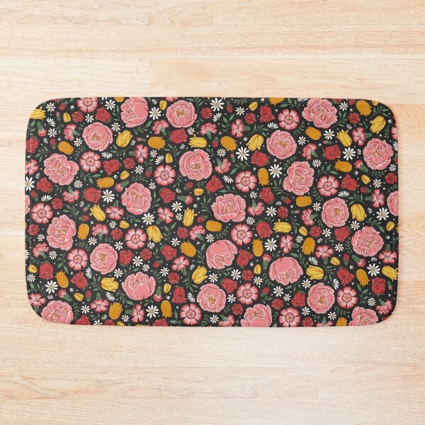 Item preview, Romantic Cottage Garden Floral – Peonies, Roses & Spring Blooms (Black) designed and sold by vaner-vaner.