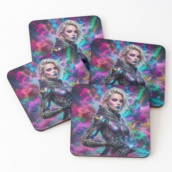Item preview, Cyberpunk blonde Android Warrior: Neon Future Portrait designed and sold by ToxicInkArt.