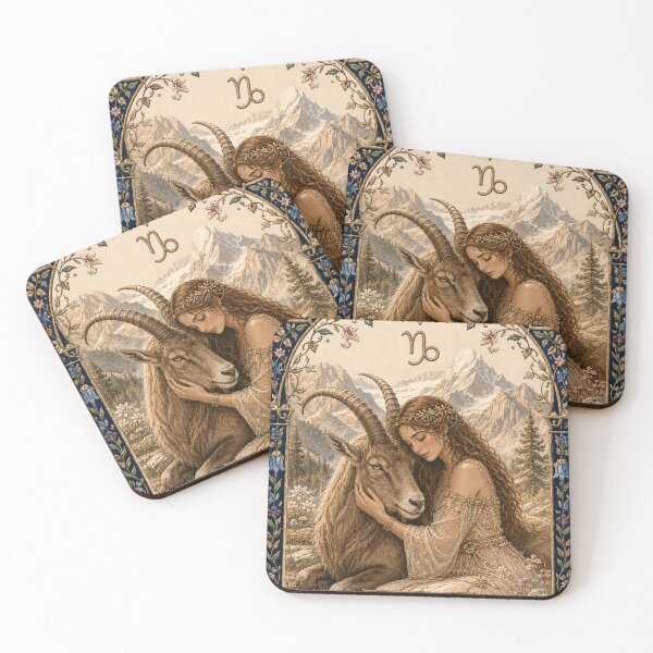Item preview, Capricorn Zodiac Maiden | Celtic art | Medieval Fantasy Faux Embroidery Print  designed and sold by doinitzart.