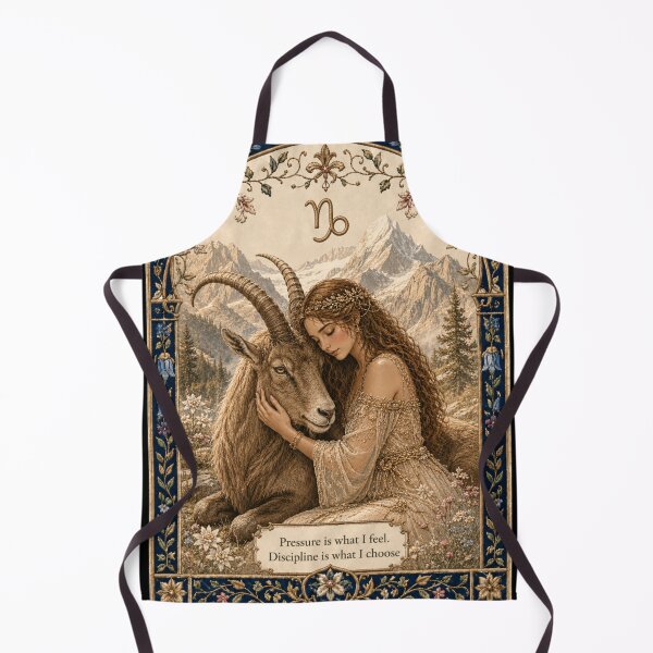 Item preview, Capricorn Zodiac Maiden | Celtic art | Medieval Fantasy Faux Embroidery Print designed and sold by doinitzart.