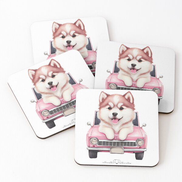 Item preview, Husky in Pink Car designed and sold by TeeGeeTees.
