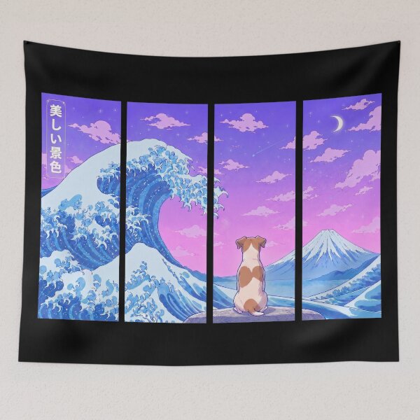Item preview, Funny Jack Russell Japanese Kanagawa Wave Vapor Japan Boys Girls Kids designed and sold by FurryHavenPH.