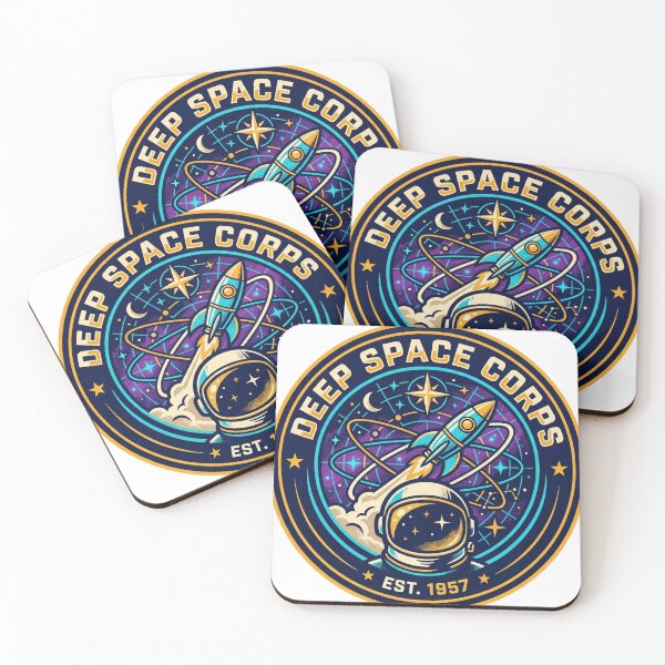 Aperçu de l'œuvre Insigne violet d'astronaute du Deep Space Corps (fondé en 1957), anneau d'or, lancement de fusée. créée et vendue par Void and Neon.