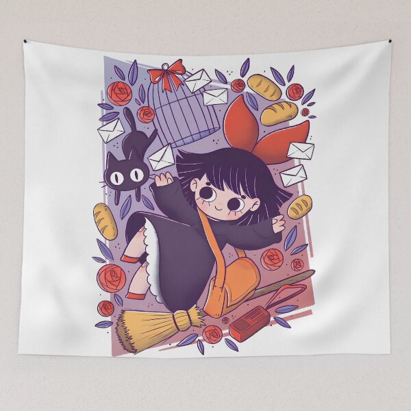 Item preview,  Cute kawaii girl [[kiki's]] chibi -%[ghiblis]%- flying aways cartoon style designed and sold by ITsyxuanart.