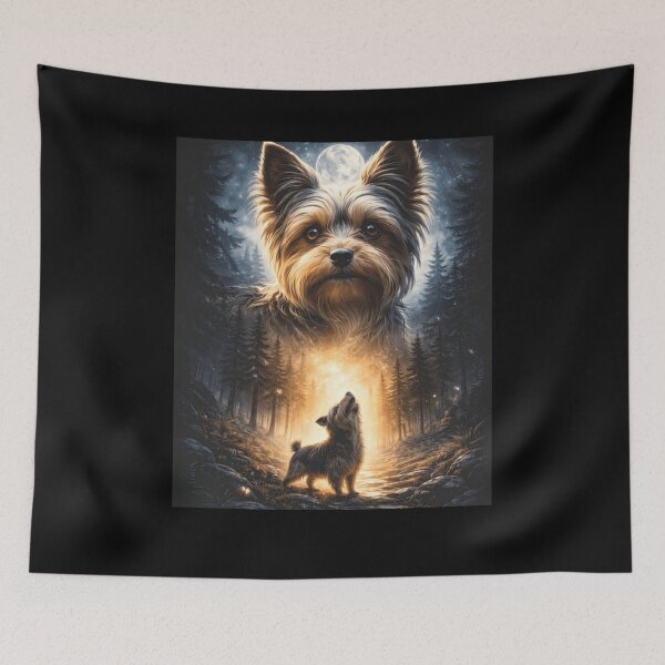 Item preview, Yorkshire Terrier Moonlight Forest Fantasy Art Classic T-Shirt designed and sold by Animalfacts002.
