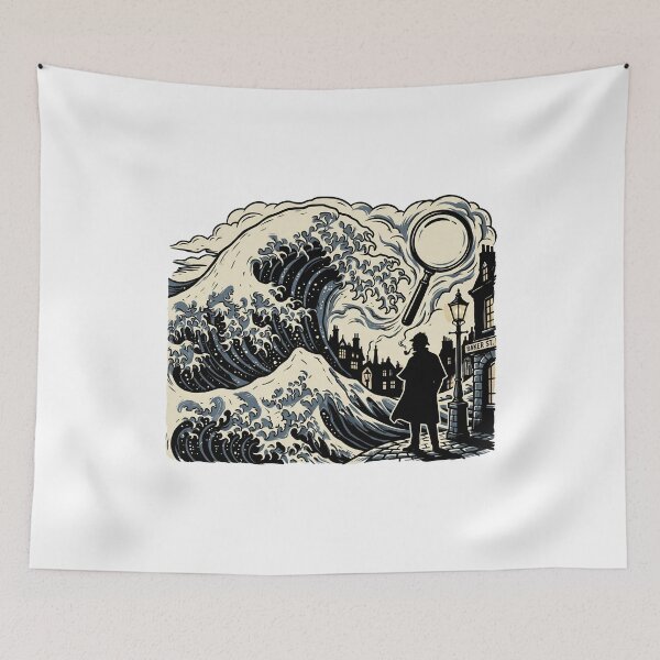 Item preview, Baker St Great Wave Sherlock Holmes Japanese Mashup Art designed and sold by Fenay Designs.