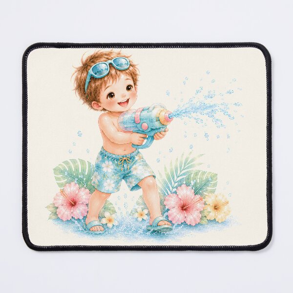 Item preview, Cute Summer Water Blaster Boy Clipart | Tropical Water Gun Kid Illustration designed and sold by looplandger.