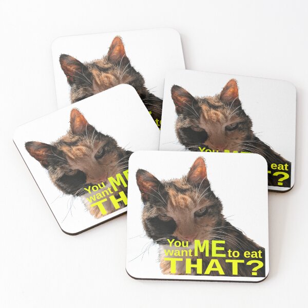 Item preview, Cat asks if she is expected to eat the cheap food you just put in her bowl... designed and sold by LittleGreyMan2026.