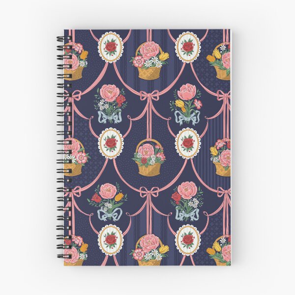 Item preview, Victorian Cottagecore Floral Bouquets and Baskets with Ribbons - Navy Blue designed and sold by vaner-vaner.