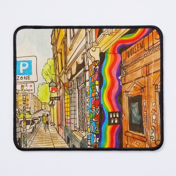 Item preview, Louisenstrasse Dresden Neustadt – Urban Sketch with Rainbow 01099 designed and sold by UMA Urban Sketch.