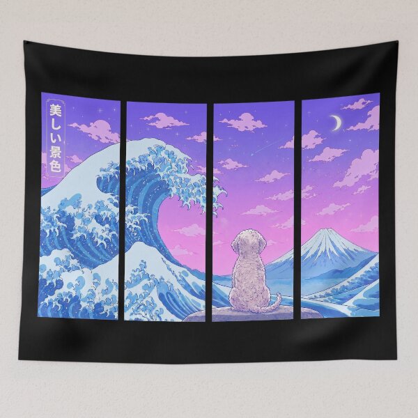 Item preview, Funny Lagotto Romagnolo Japanese Kanagawa Wave Vapor Japan Boys Girls Kids designed and sold by FurryHavenPH.