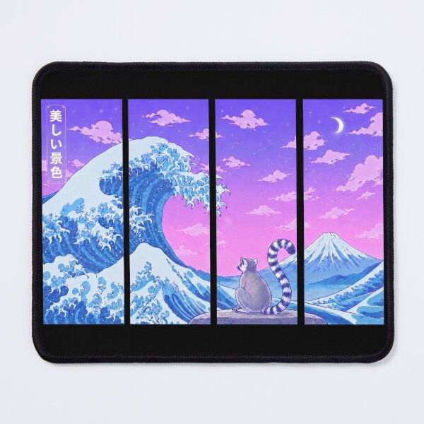 Item preview, Funny Lemur Japanese Kanagawa Wave Vapor Japan Boys Girls Kids designed and sold by FurryHavenPH.